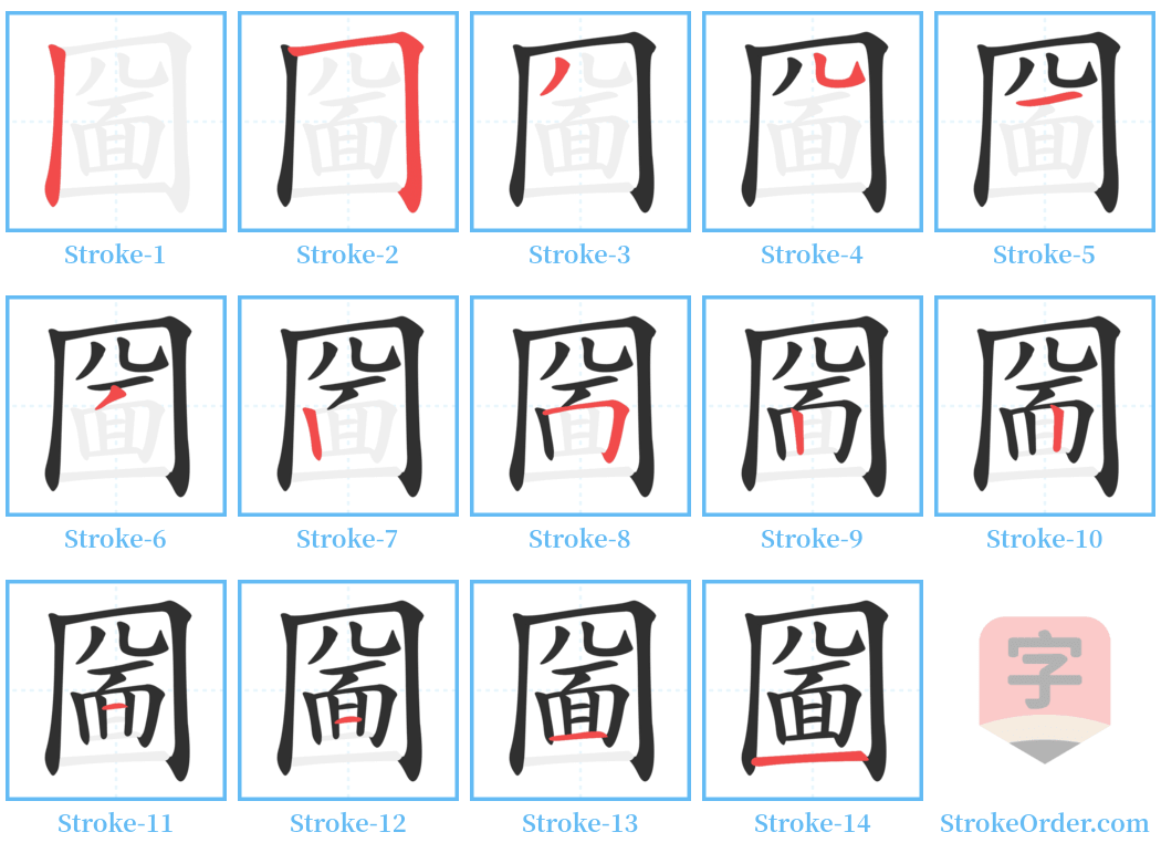 圙 Stroke Order Diagrams