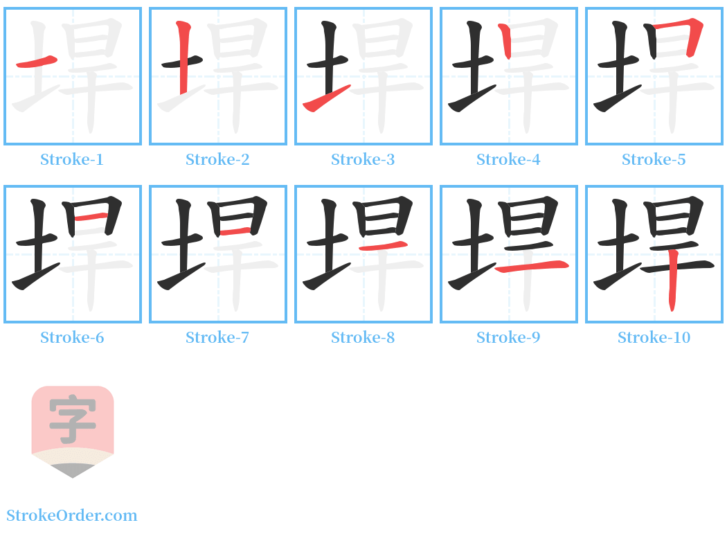 垾 Stroke Order Diagrams