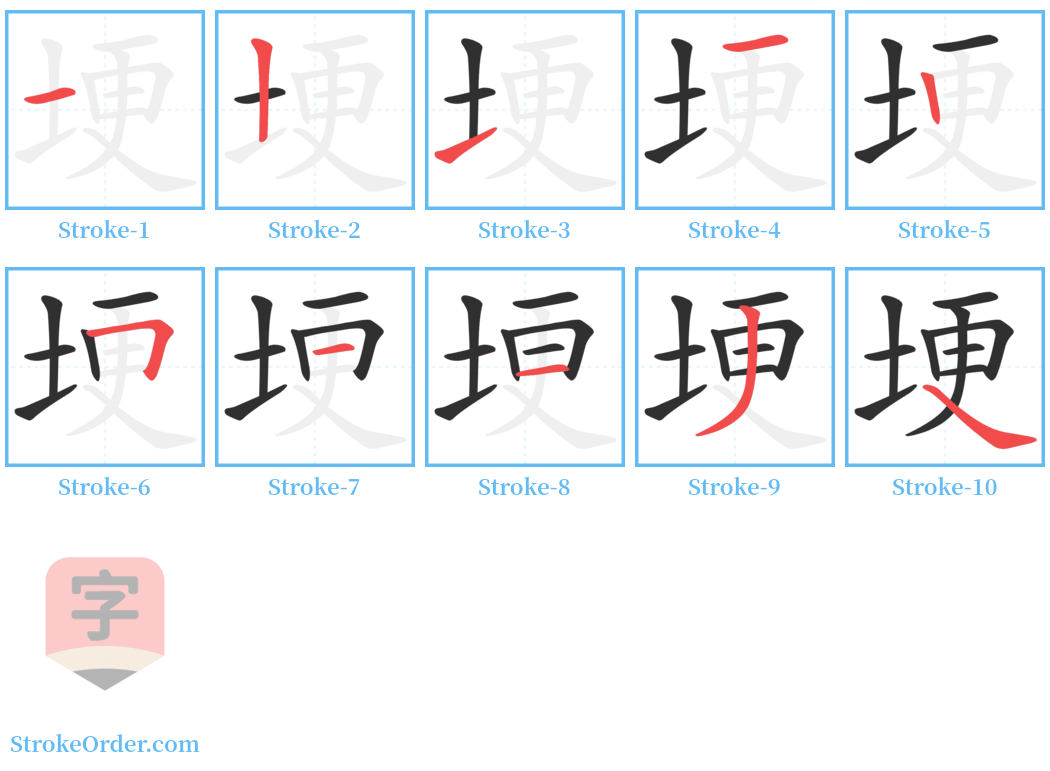 埂 Stroke Order Diagrams