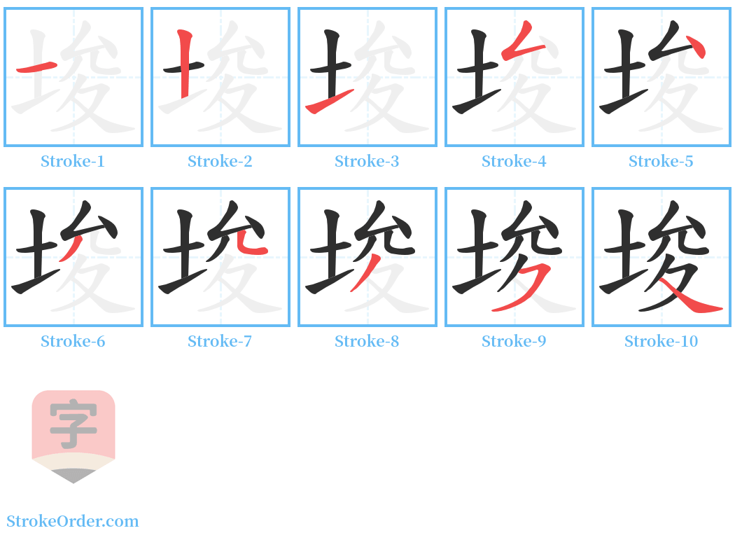 埈 Stroke Order Diagrams