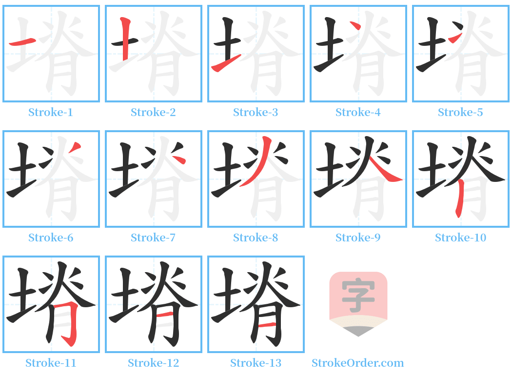 塉 Stroke Order Diagrams