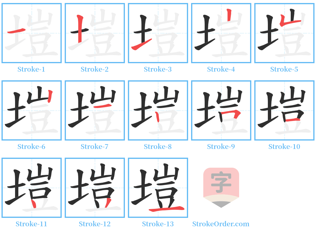 塏 Stroke Order Diagrams