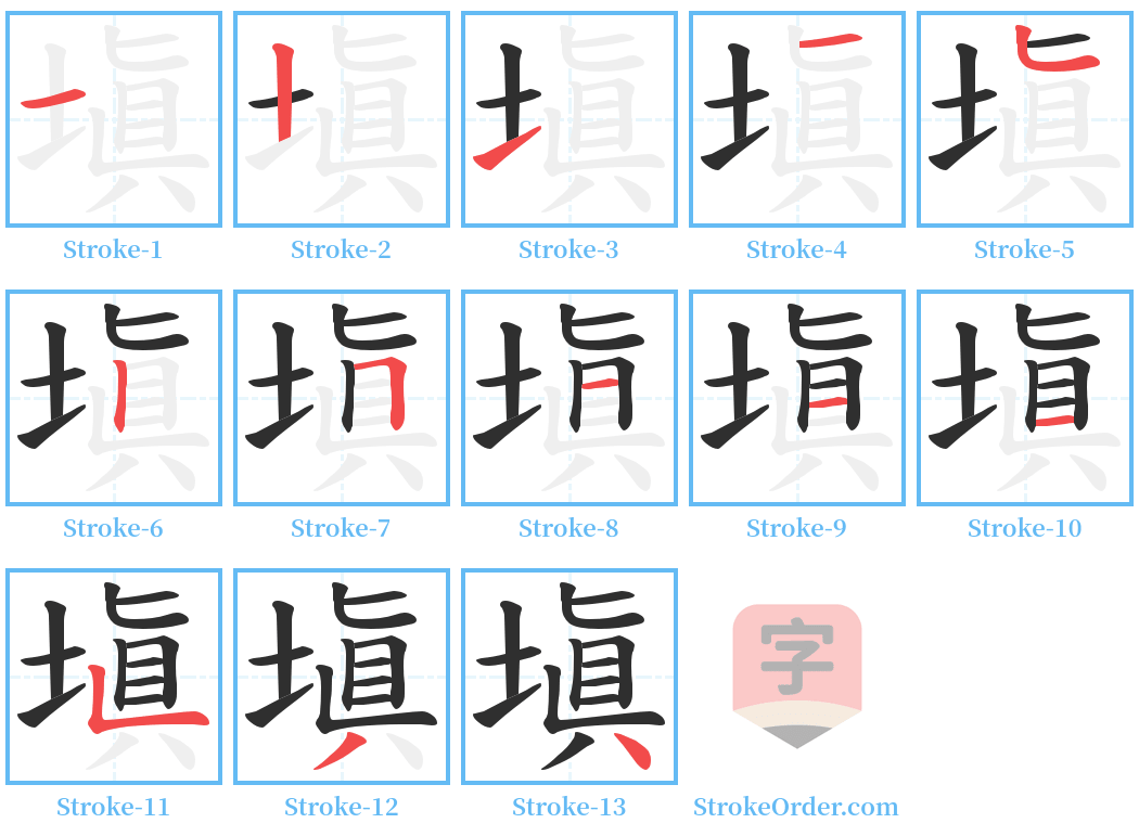 塡 Stroke Order Diagrams