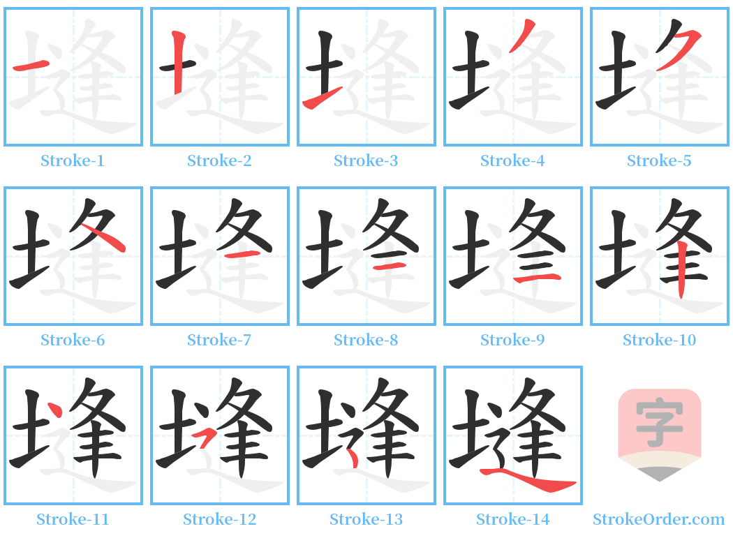 塳 Stroke Order Diagrams