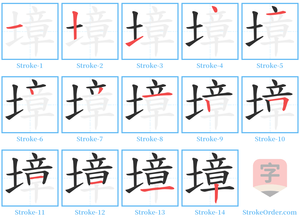 墇 Stroke Order Diagrams