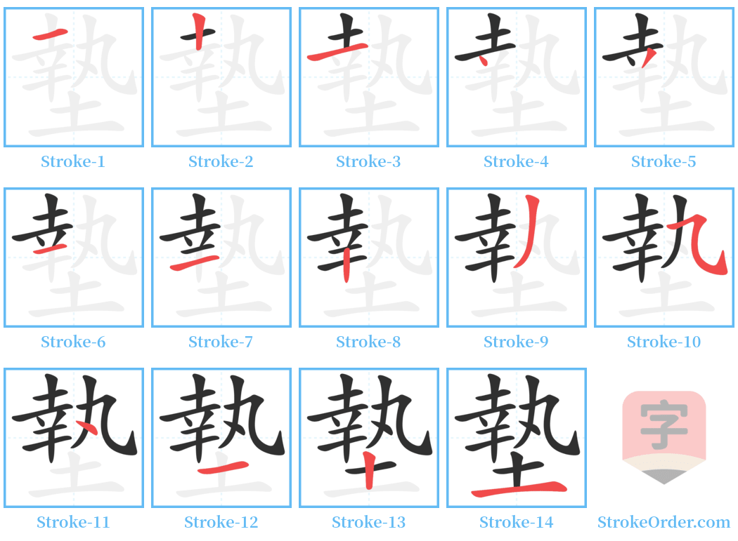 墊 Stroke Order Diagrams