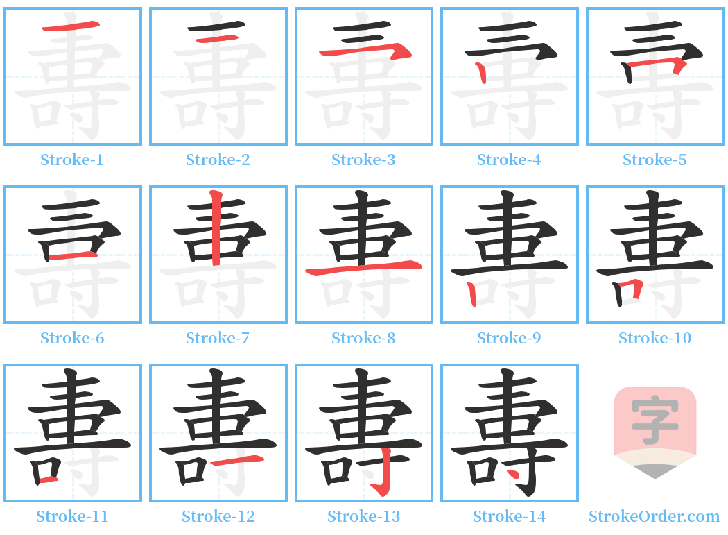 夀 Stroke Order Diagrams