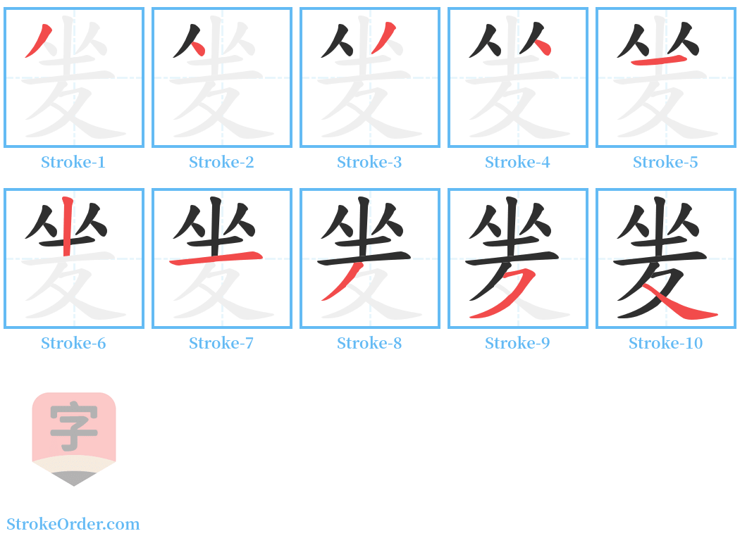 夎 Stroke Order Diagrams