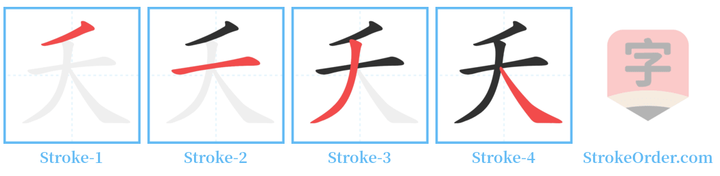 夭 Stroke Order Diagrams