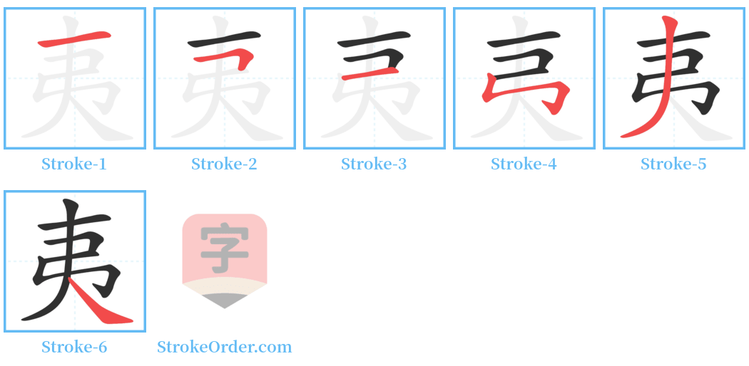 夷 Stroke Order Diagrams