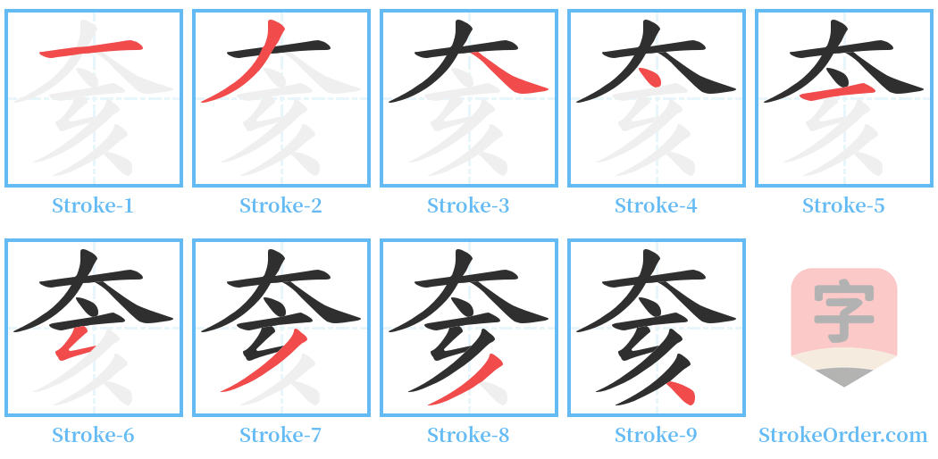 奒 Stroke Order Diagrams