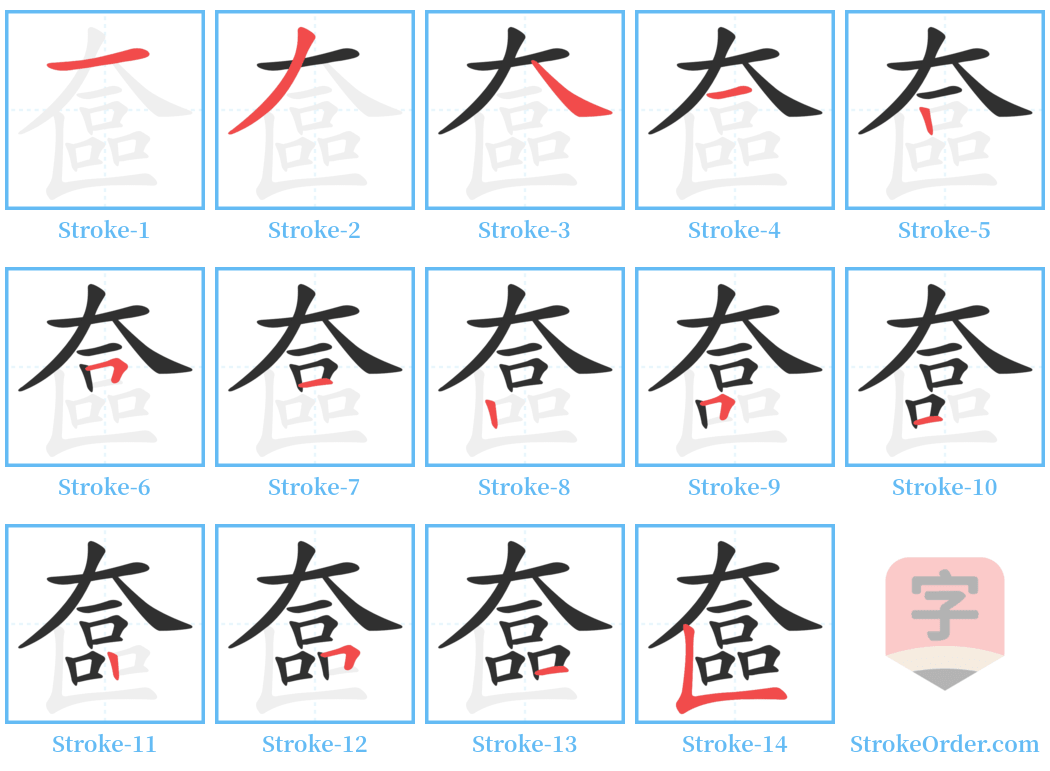 奩 Stroke Order Diagrams