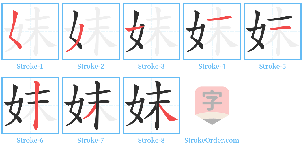 妺 Stroke Order Diagrams