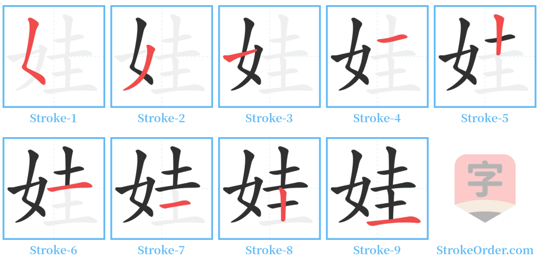 娃 Stroke Order Diagrams