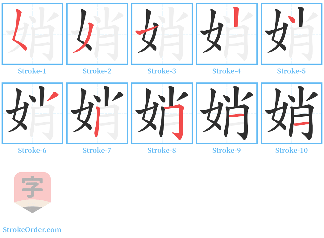 娋 Stroke Order Diagrams