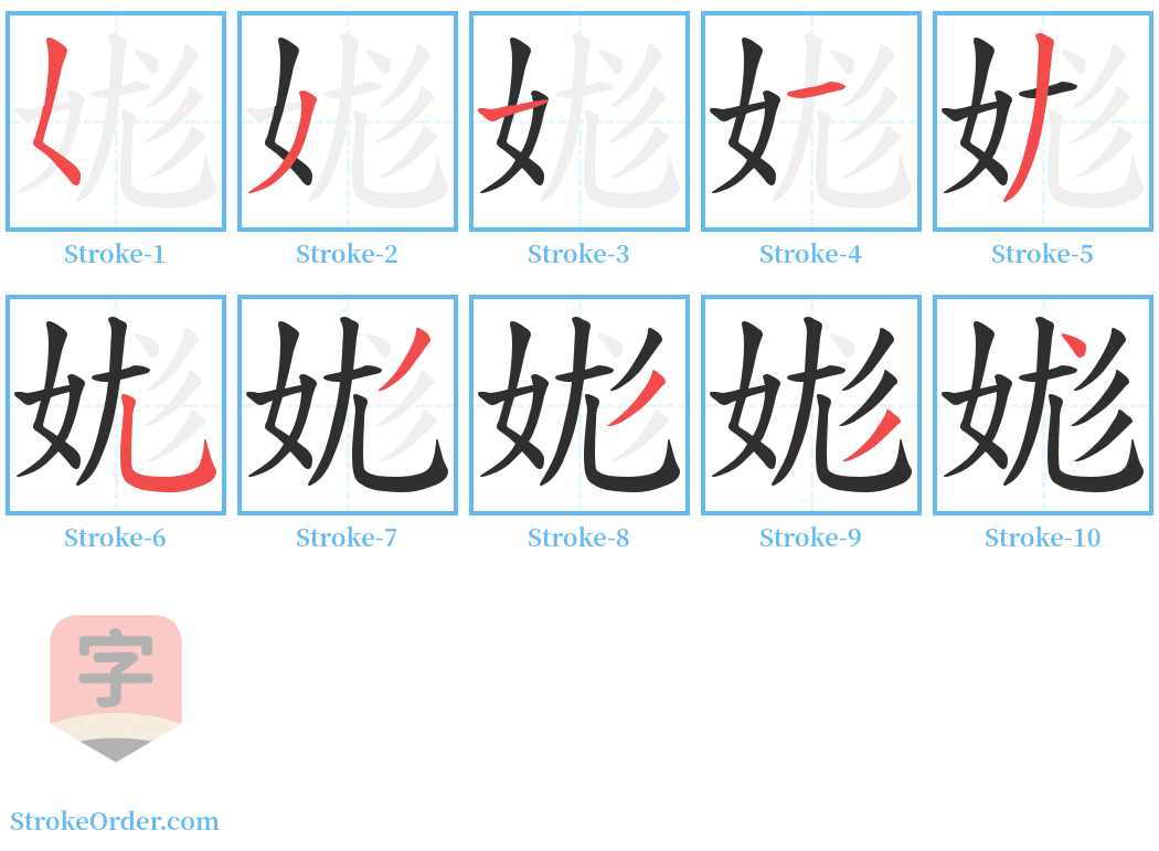 娏 Stroke Order Diagrams