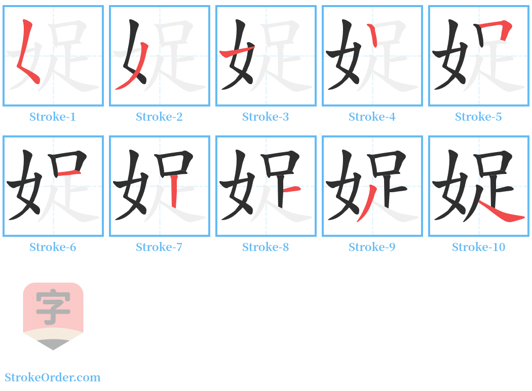 娖 Stroke Order Diagrams