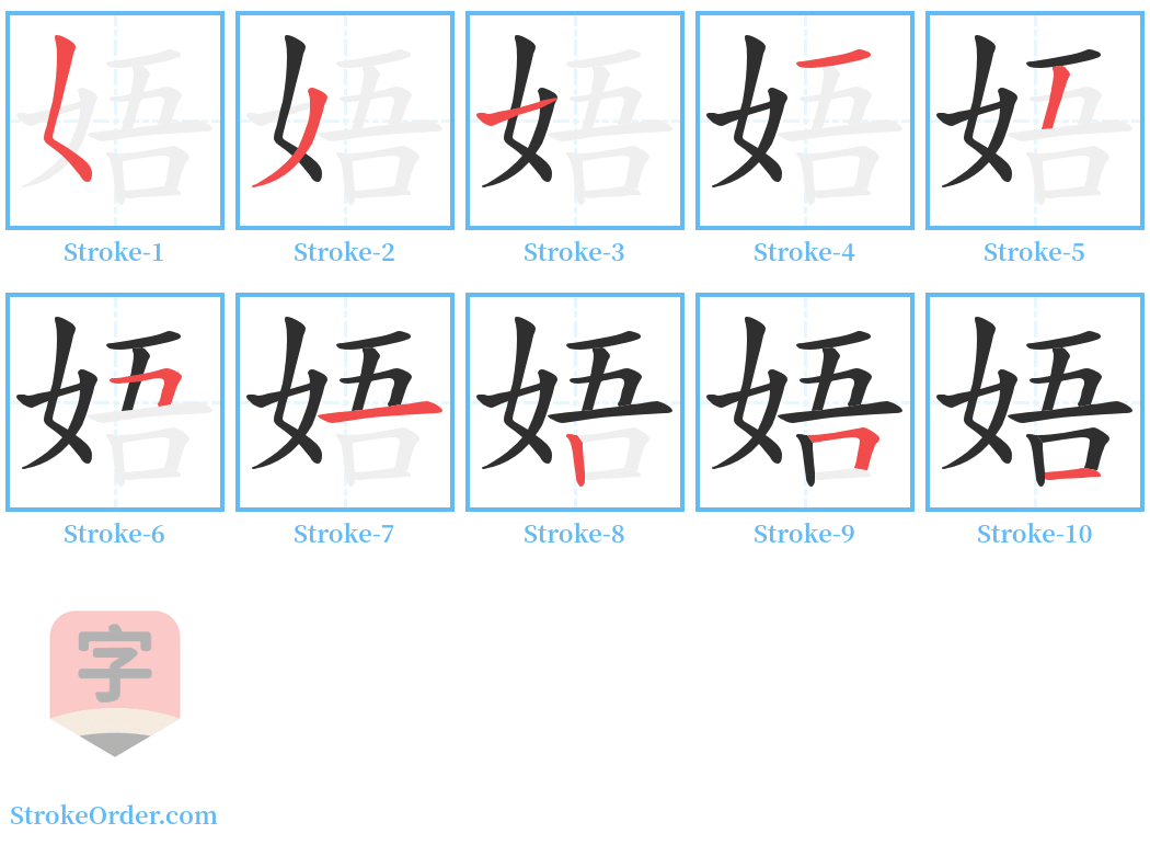 娪 Stroke Order Diagrams