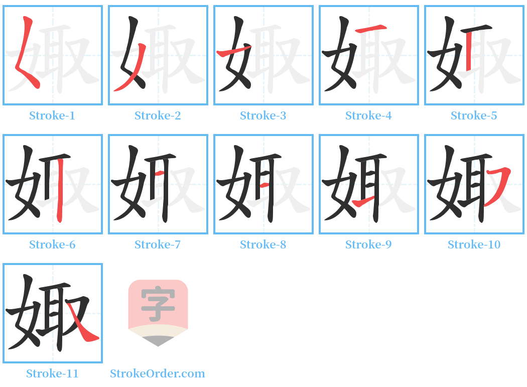 娵 Stroke Order Diagrams