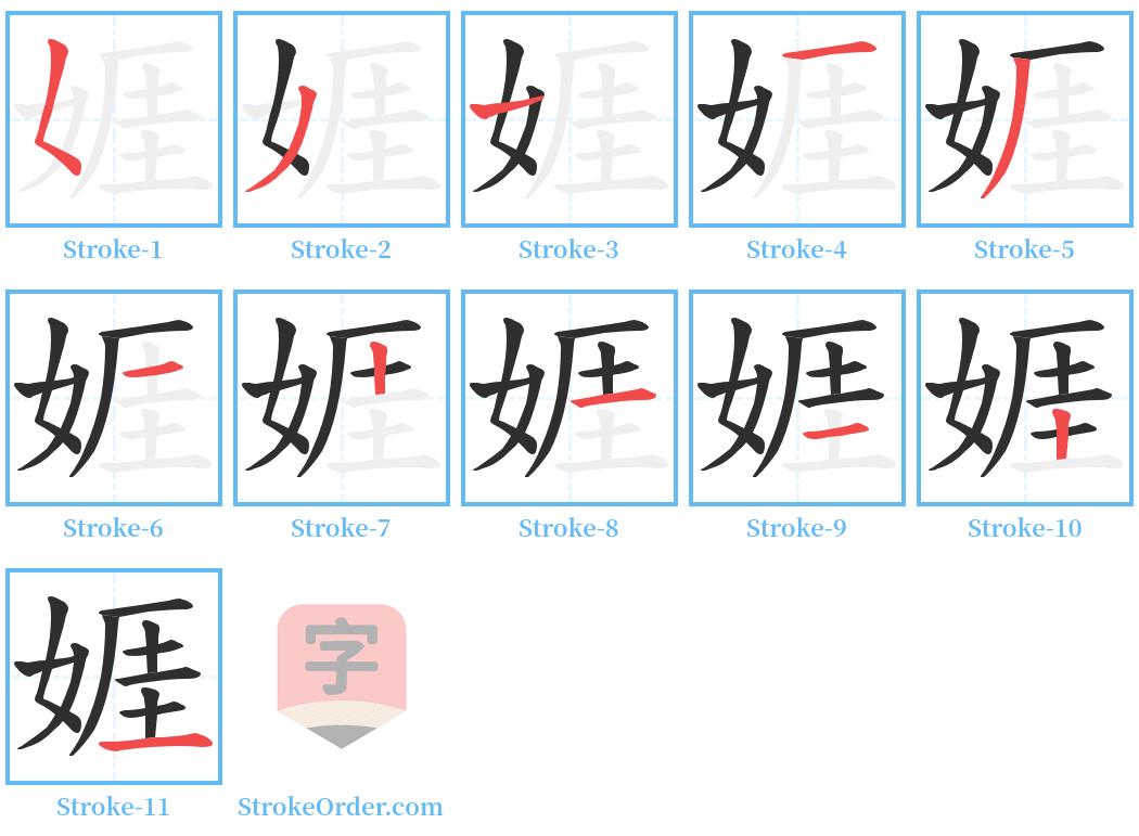 娾 Stroke Order Diagrams