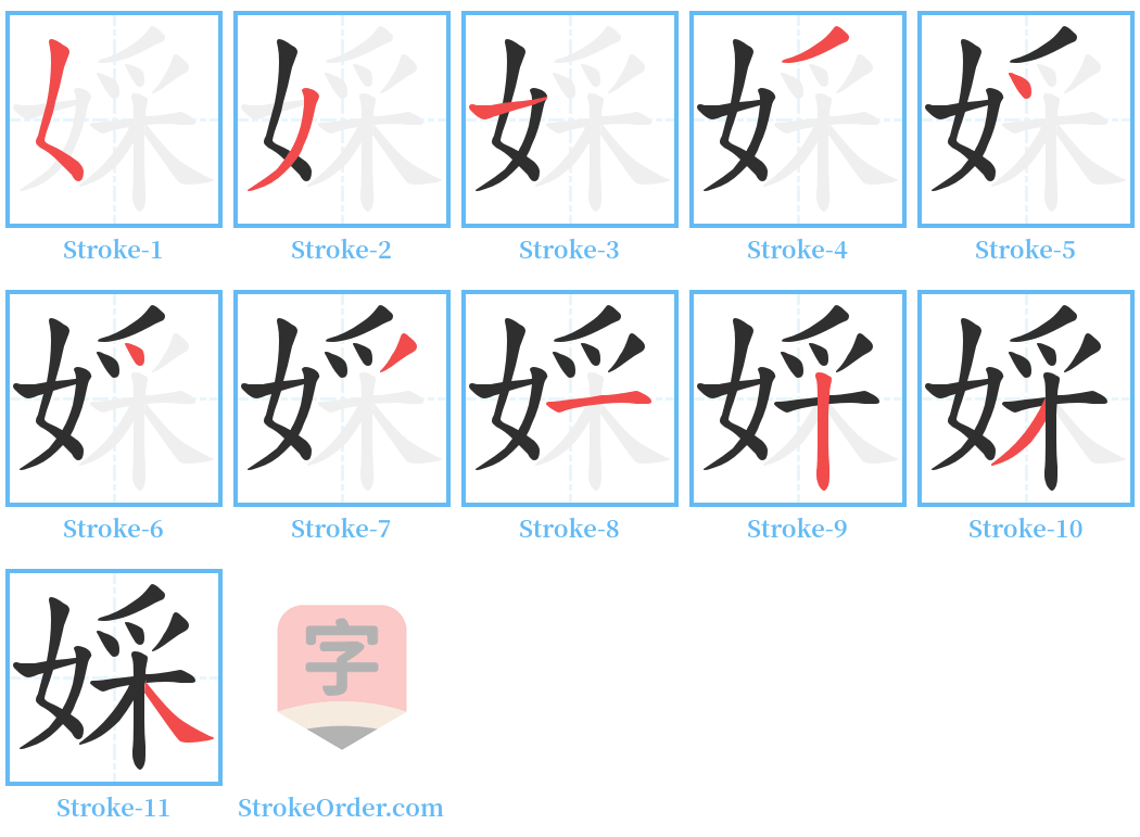 婇 Stroke Order Diagrams