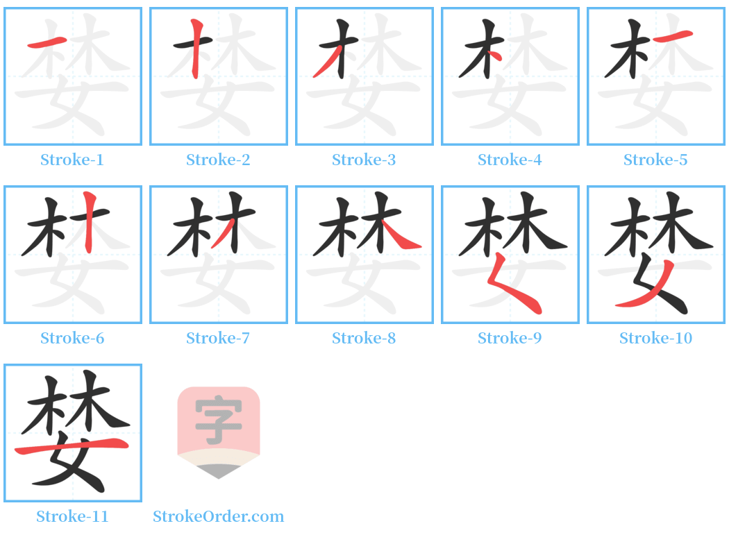 婪 Stroke Order Diagrams