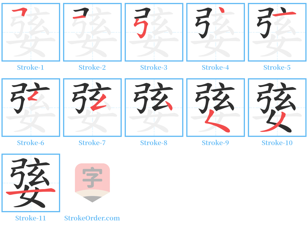 婱 Stroke Order Diagrams