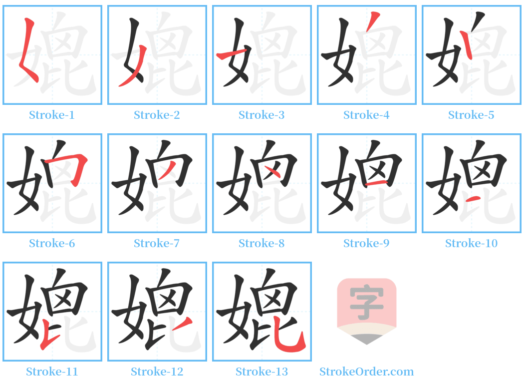 媲 Stroke Order Diagrams