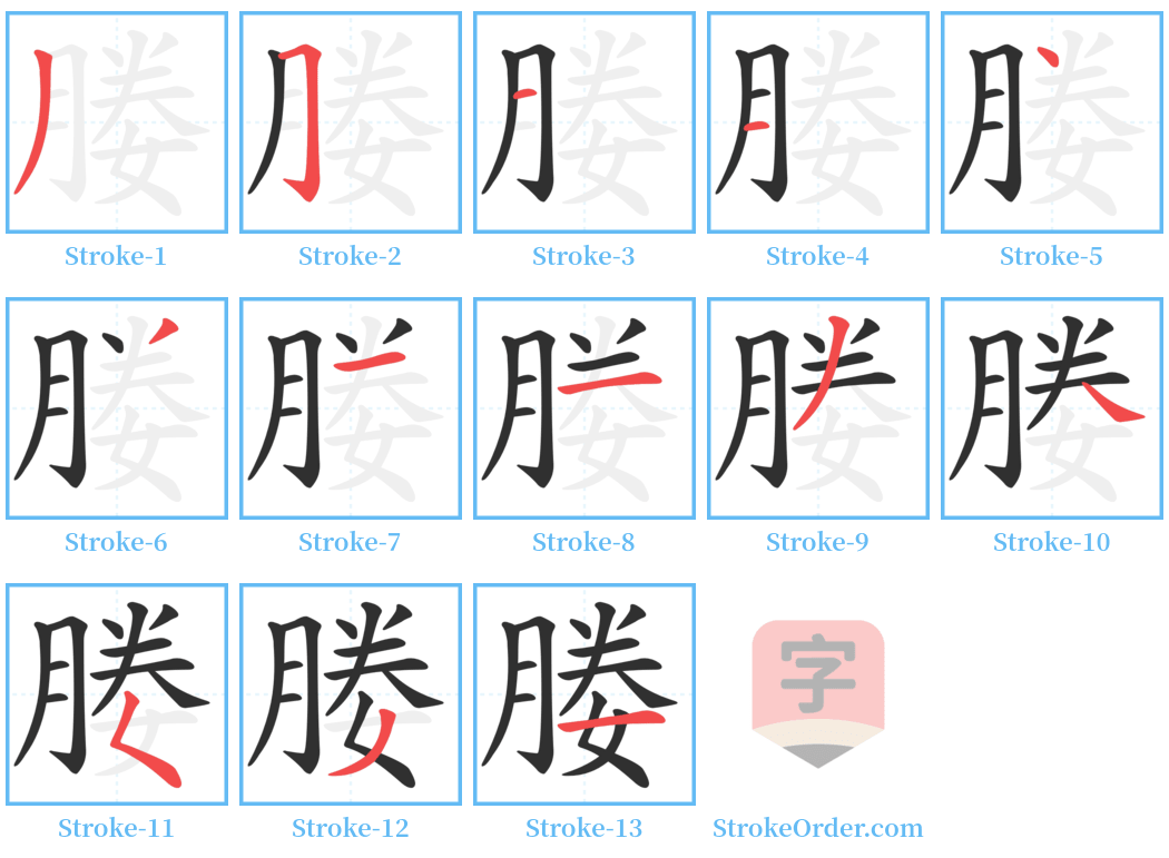 媵 Stroke Order Diagrams