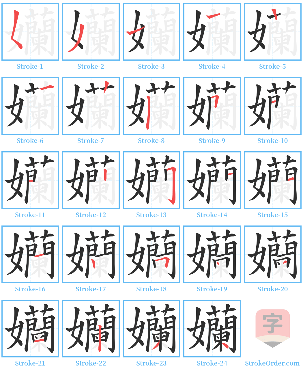 孏 Stroke Order Diagrams