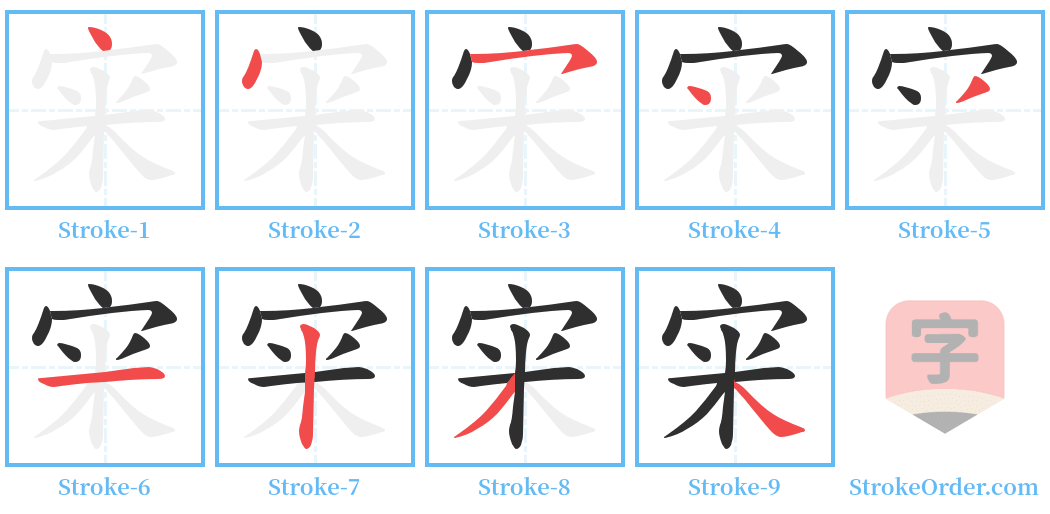 宩 Stroke Order Diagrams