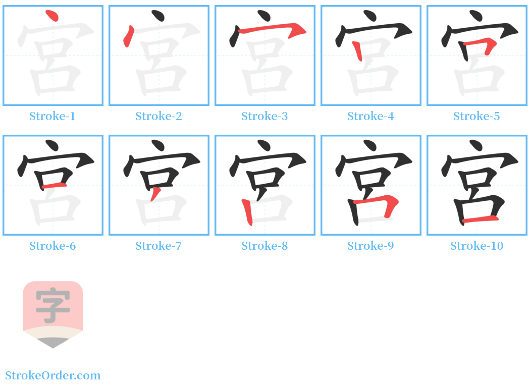 宮 Stroke Order Diagrams