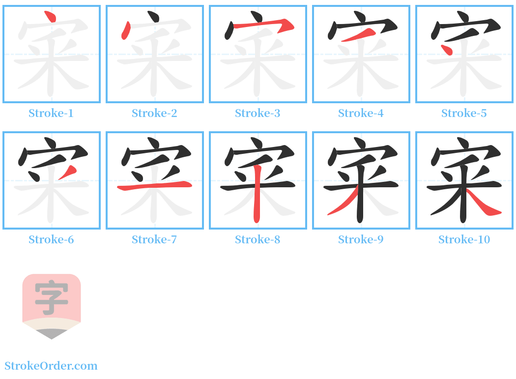 宷 Stroke Order Diagrams