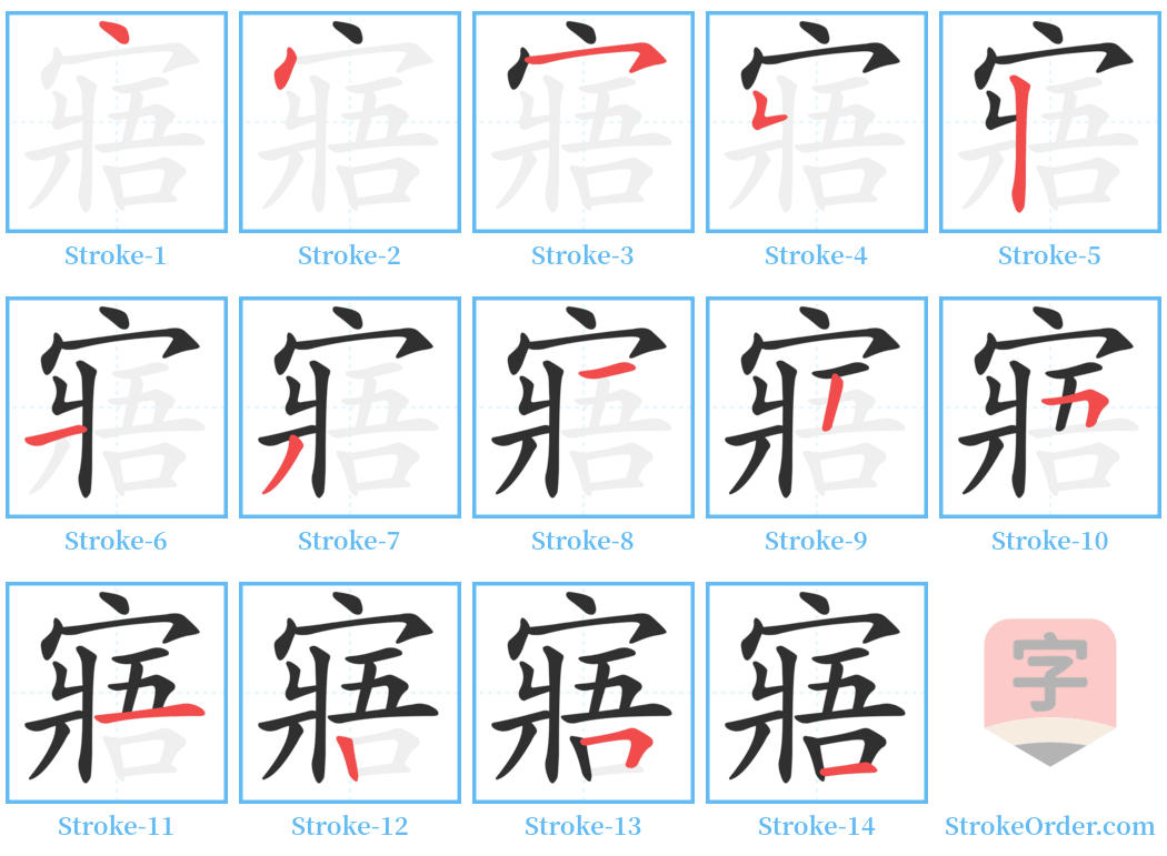 寤 Stroke Order Diagrams