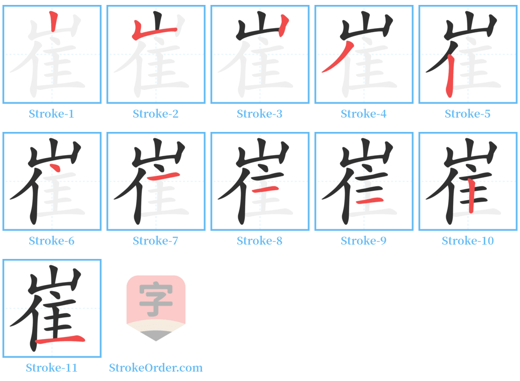 崔 Stroke Order Diagrams