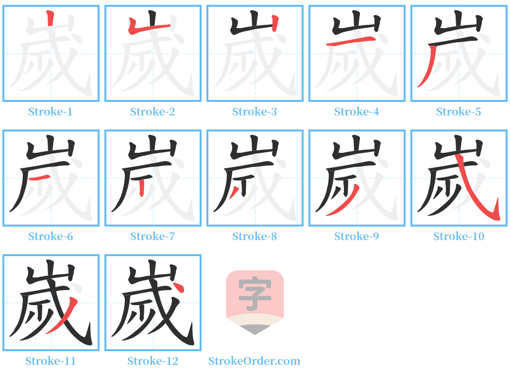 嵗 Stroke Order Diagrams