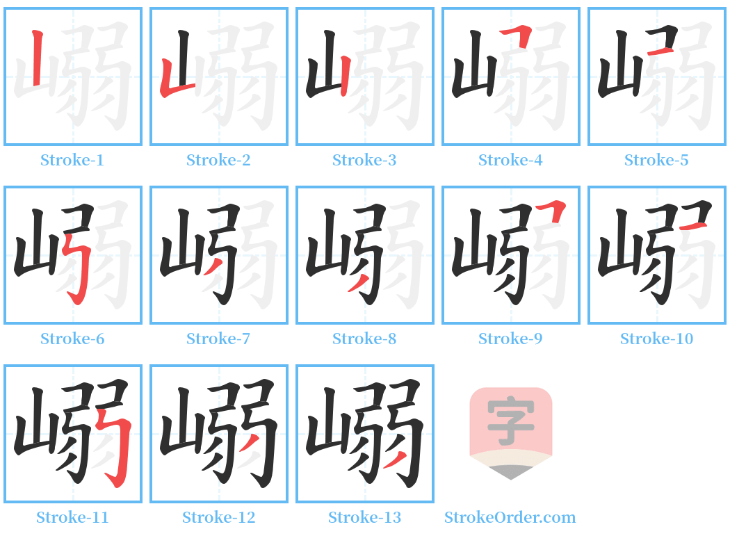 嵶 Stroke Order Diagrams