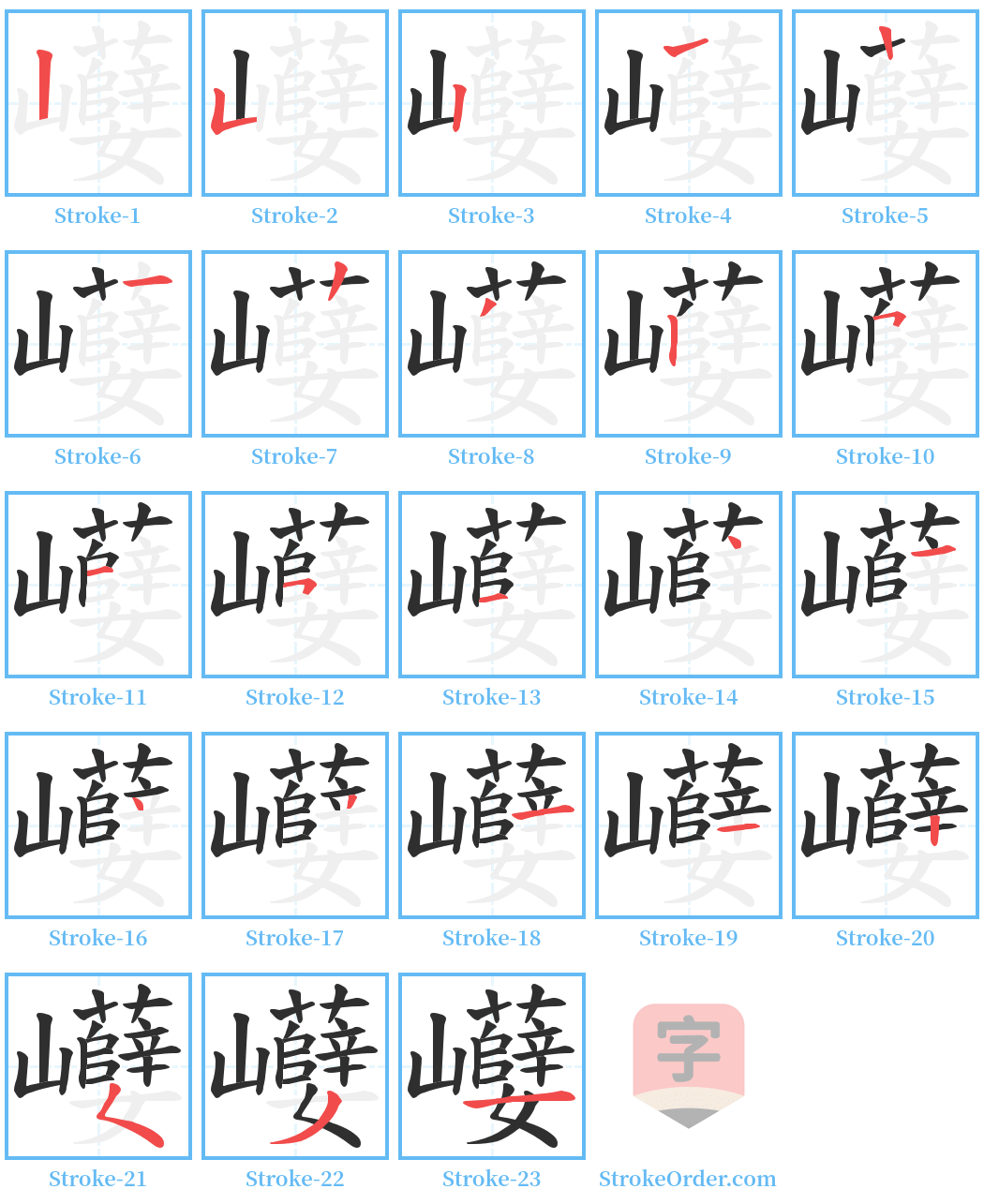 巕 Stroke Order Diagrams