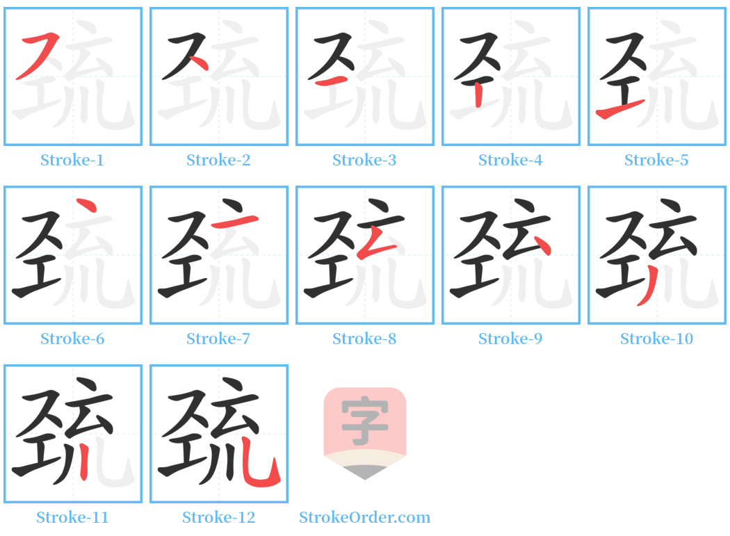 巯 Stroke Order Diagrams