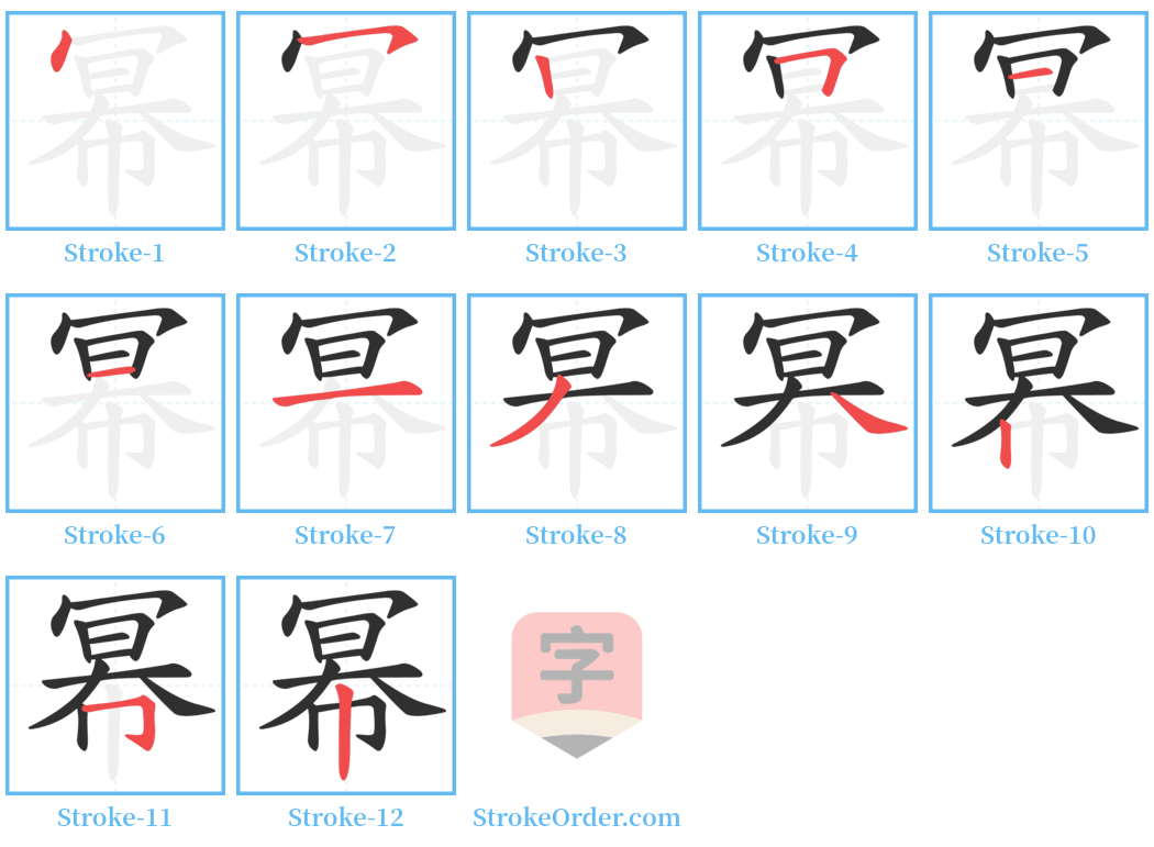 幂 Stroke Order Diagrams