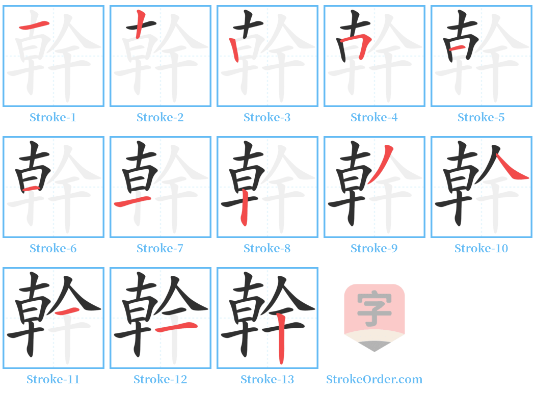 幹 Stroke Order Diagrams