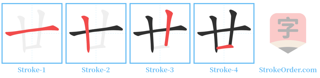 廿 Stroke Order Diagrams