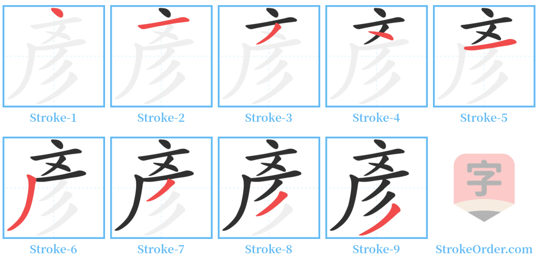 彥 Stroke Order Diagrams