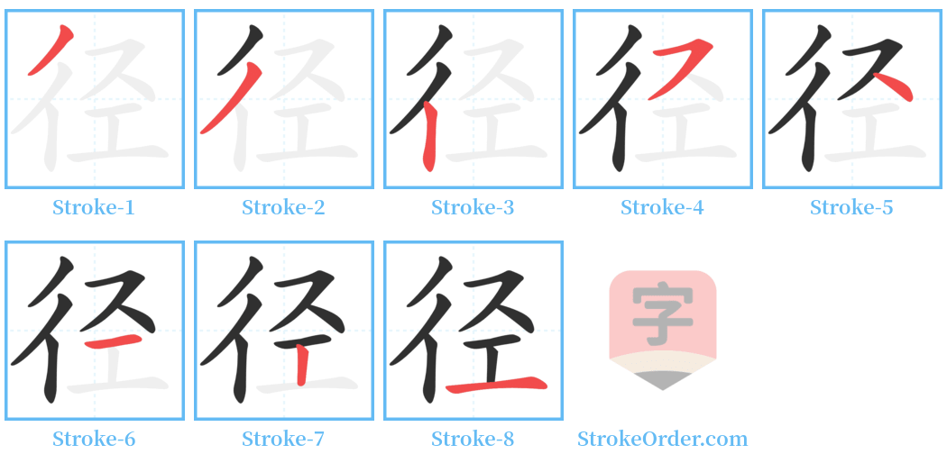 径 Stroke Order Diagrams