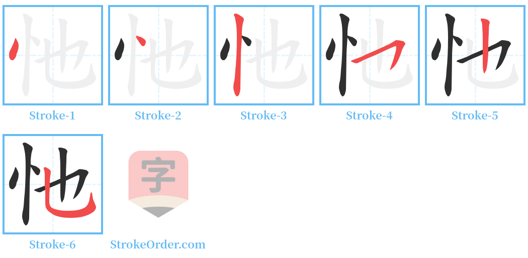 忚 Stroke Order Diagrams