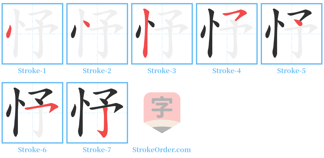 忬 Stroke Order Diagrams