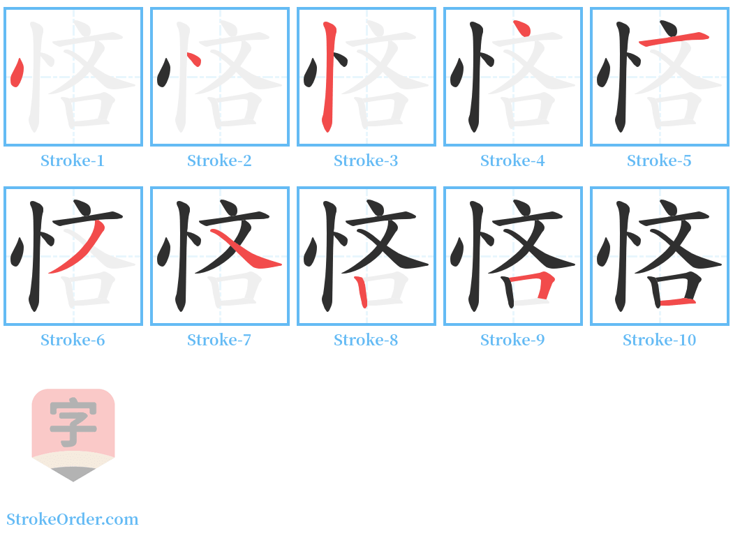 悋 Stroke Order Diagrams