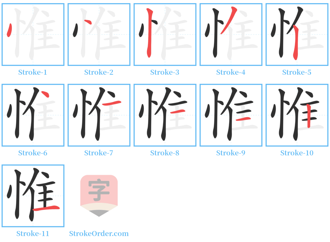 惟 Stroke Order Diagrams