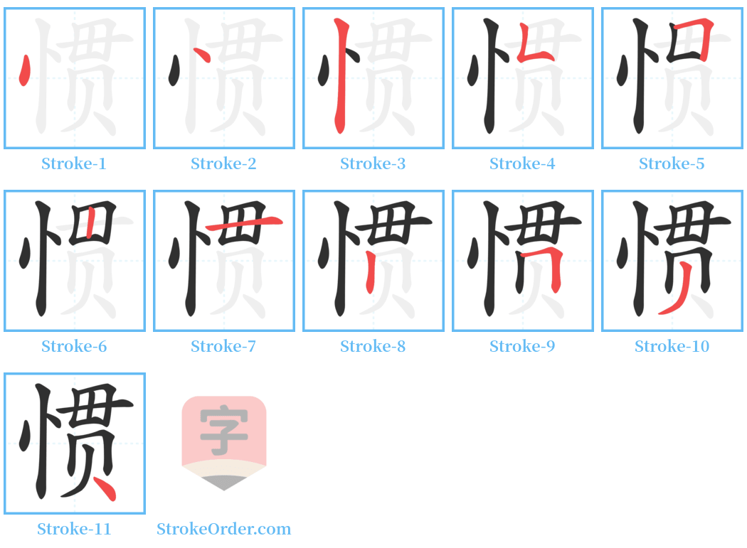 惯 Stroke Order Diagrams