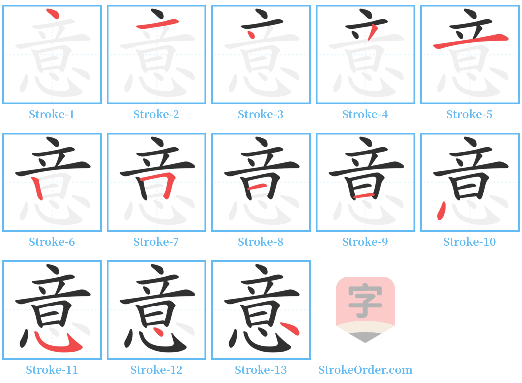 意 Stroke Order Diagrams